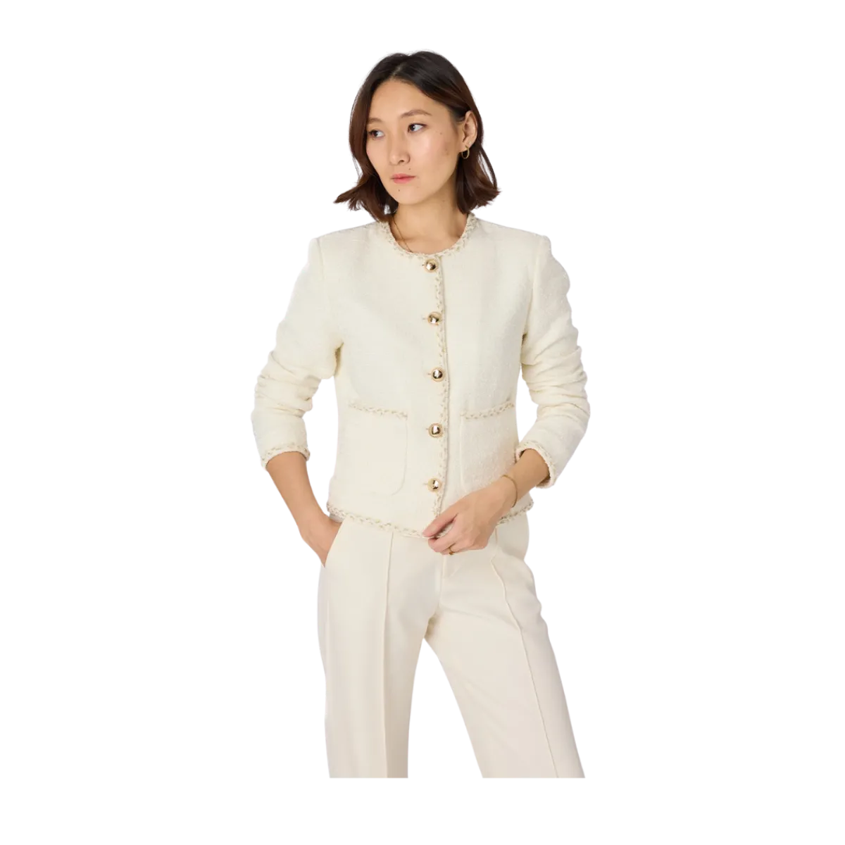 Veronica Virta Aexa Tweed Jacket - Cream White