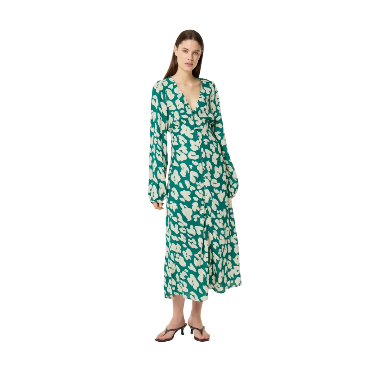 New Fabienne Chapot Ana Dress - Evergreen/Cosy White