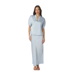 Hot Neo Noir Anelle Heavy Sateen Blouse - Light Blue