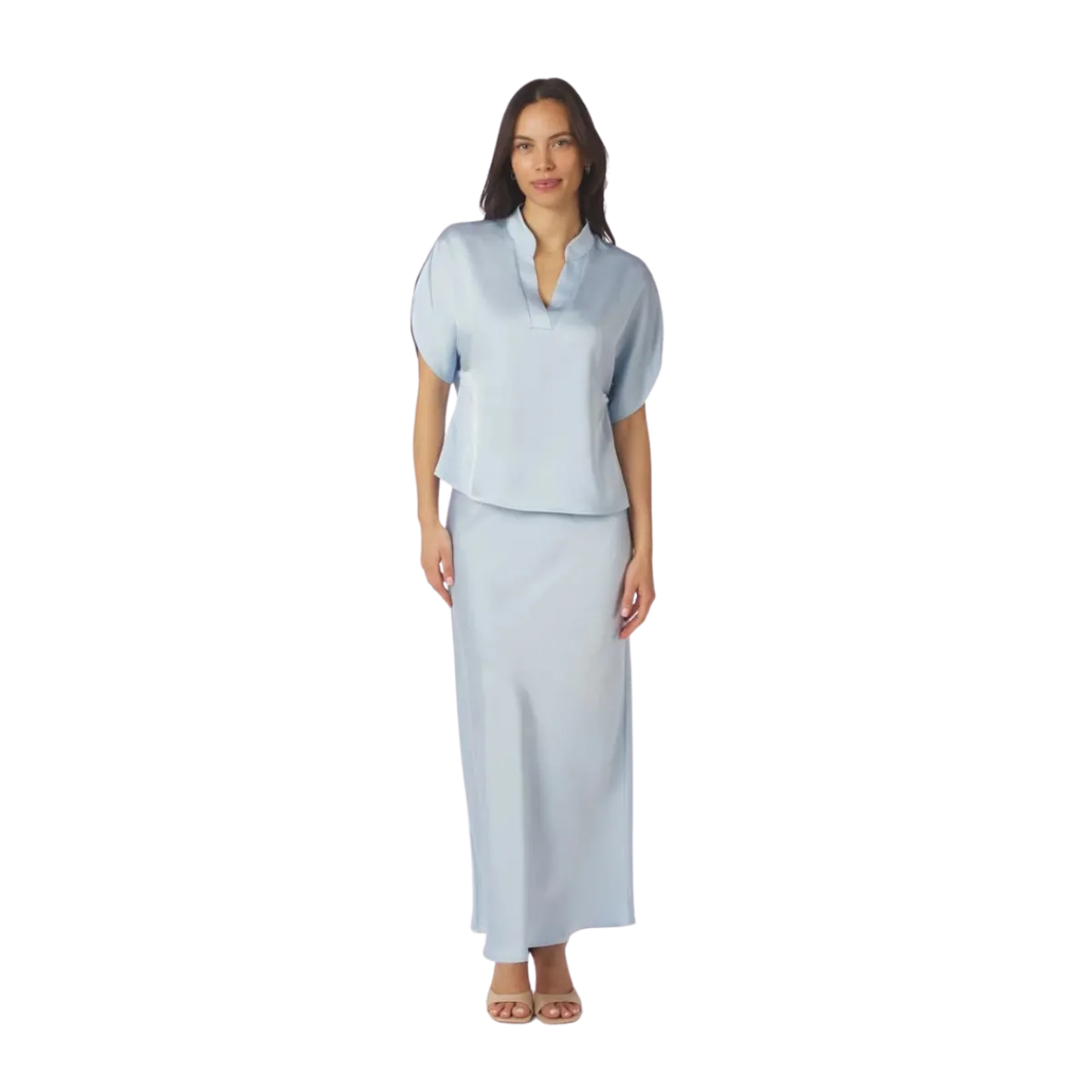 Hot Neo Noir Anelle Heavy Sateen Blouse - Light Blue