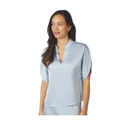 Hot Neo Noir Anelle Heavy Sateen Blouse - Light Blue