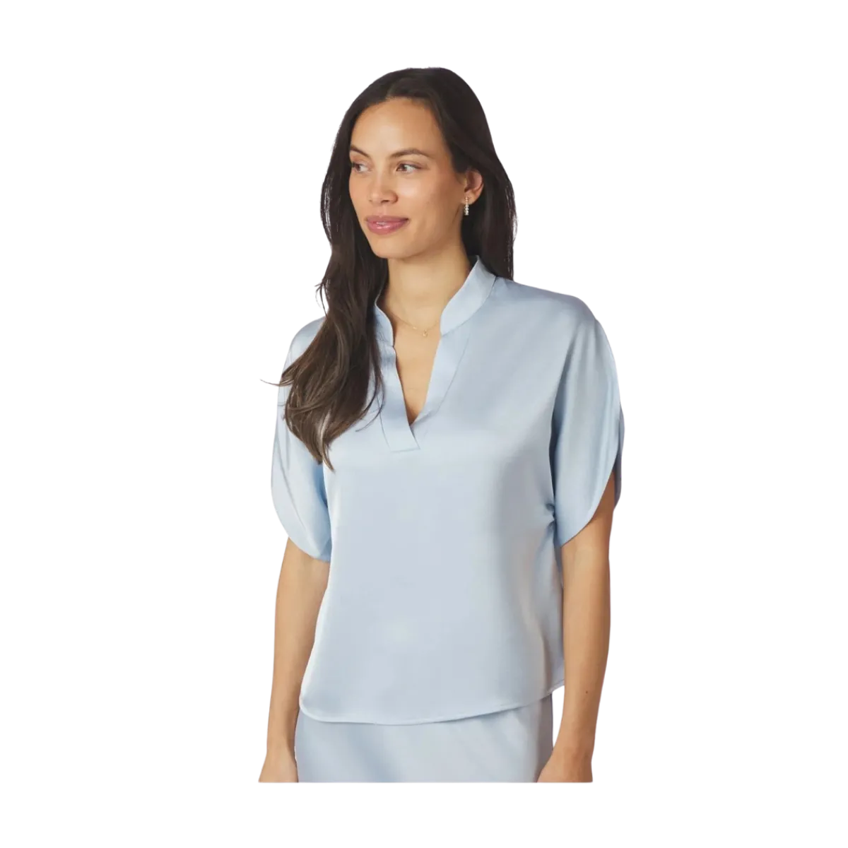 Hot Neo Noir Anelle Heavy Sateen Blouse - Light Blue