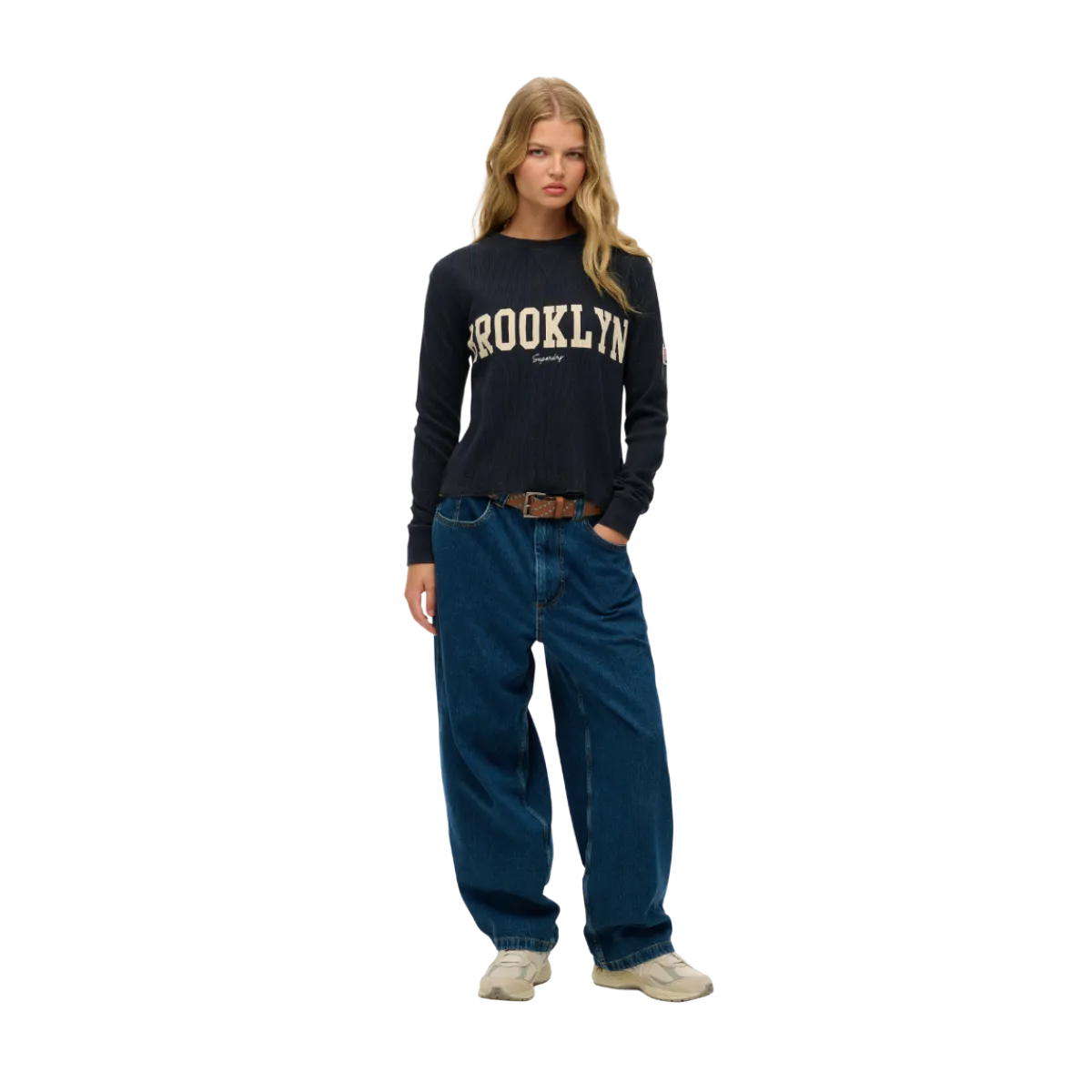 Discount Superdry Ath Essential Graphic Ls Top - Eclipse Navy