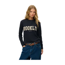 Discount Superdry Ath Essential Graphic Ls Top - Eclipse Navy