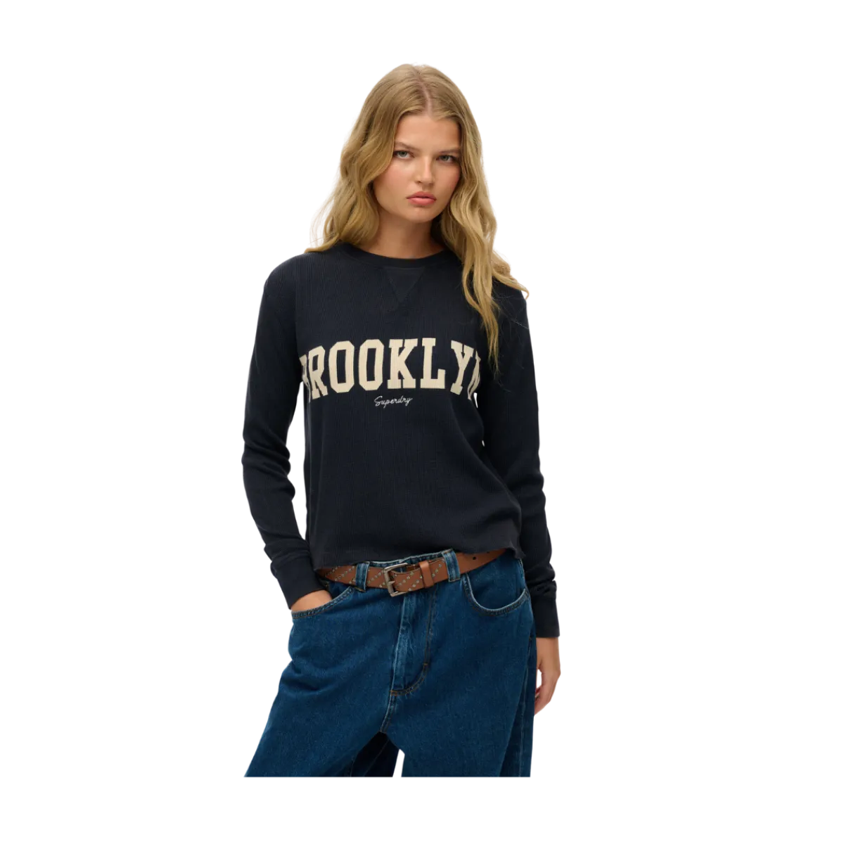 Discount Superdry Ath Essential Graphic Ls Top - Eclipse Navy
