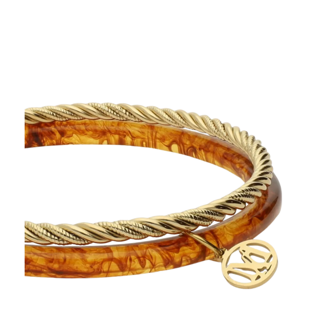 Hot My Jewellery Bangle Set Thin Brown - Gold