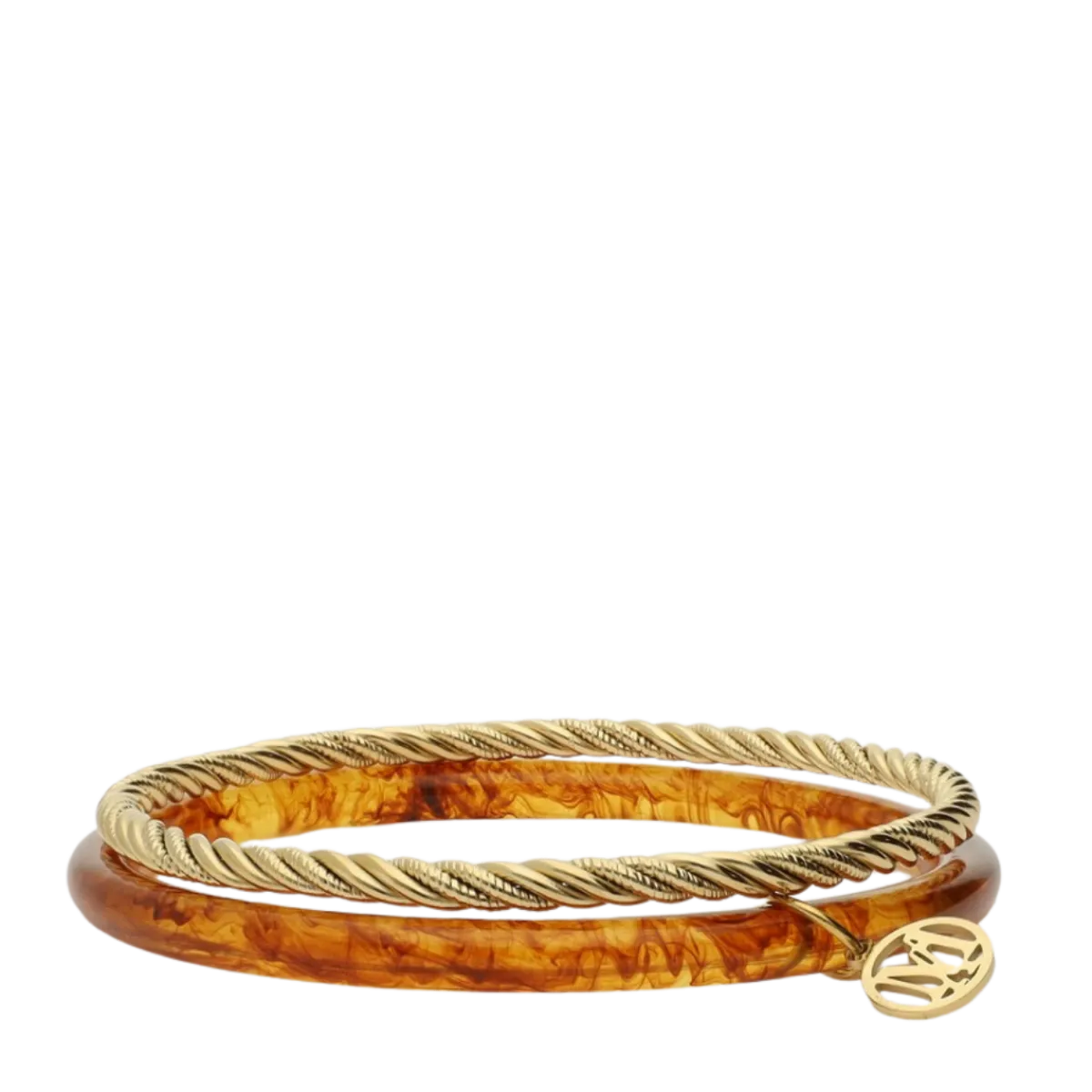 Hot My Jewellery Bangle Set Thin Brown - Gold