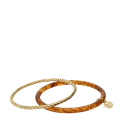 Hot My Jewellery Bangle Set Thin Brown - Gold