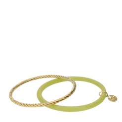 New My Jewellery Bangle Set Thin Green - Gold