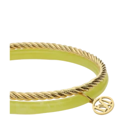 New My Jewellery Bangle Set Thin Green - Gold