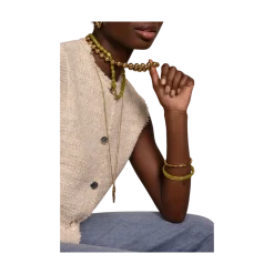New My Jewellery Bangle Set Thin Green - Gold