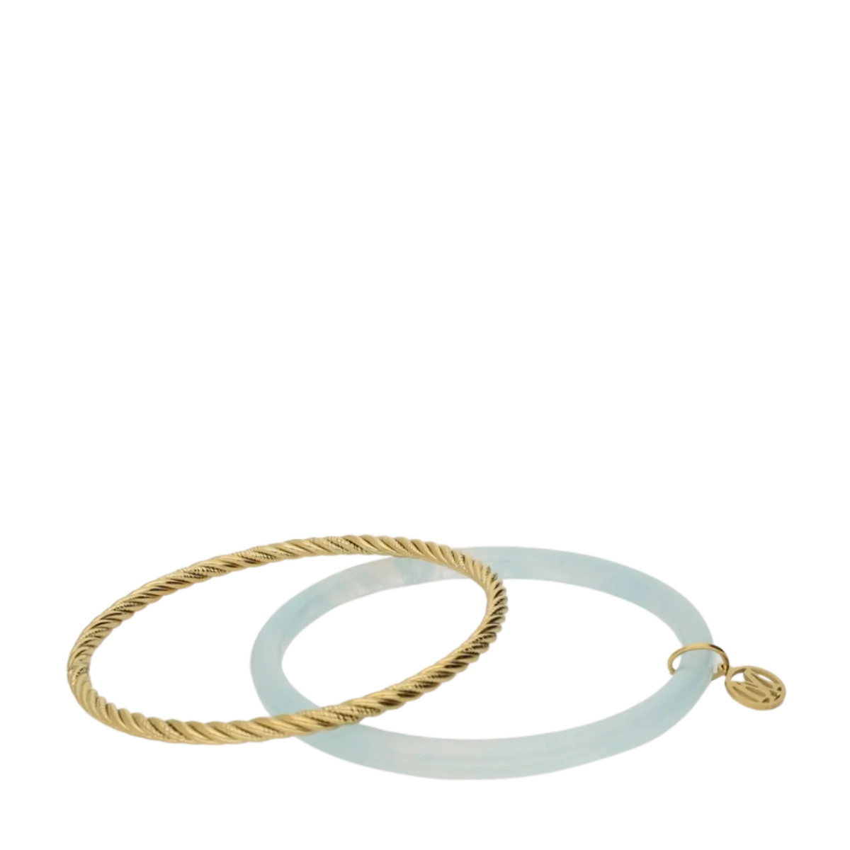 My Jewellery Bangle Set Thin Light Blue - Gold