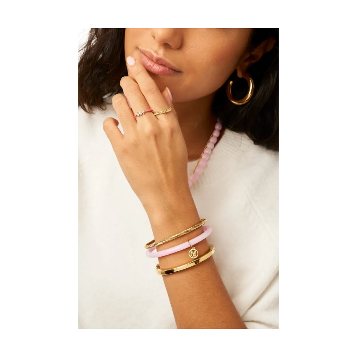 My Jewellery Bangle Set Thin Pink - Gold