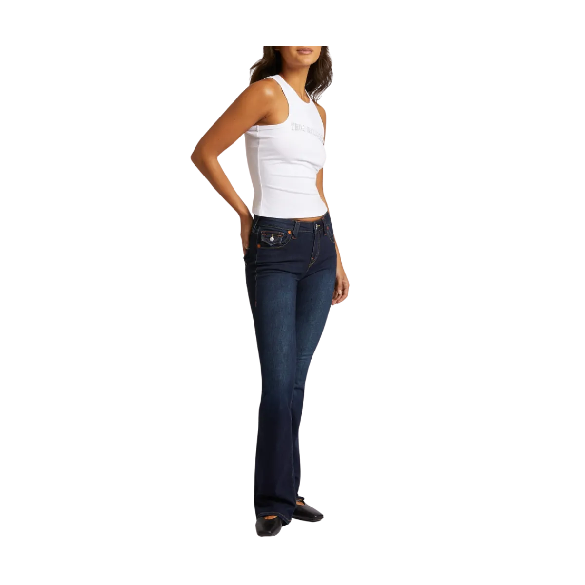 New True Religion Becca Mid Rise Boot Cut Flap - Muddy Waters