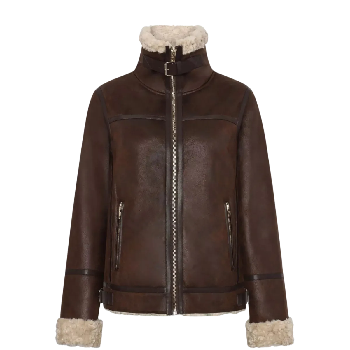 Hot RockandBlue Belle Aviator Jacket - 19970 Dark Brown/Beige
