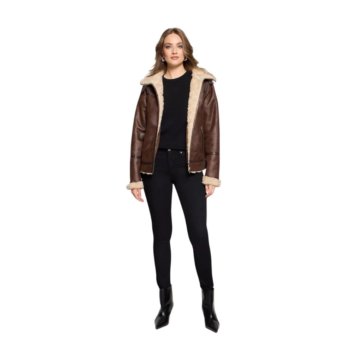 Hot RockandBlue Belle Aviator Jacket - 19970 Dark Brown/Beige
