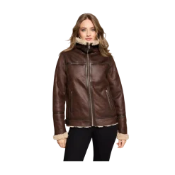 Hot RockandBlue Belle Aviator Jacket - 19970 Dark Brown/Beige
