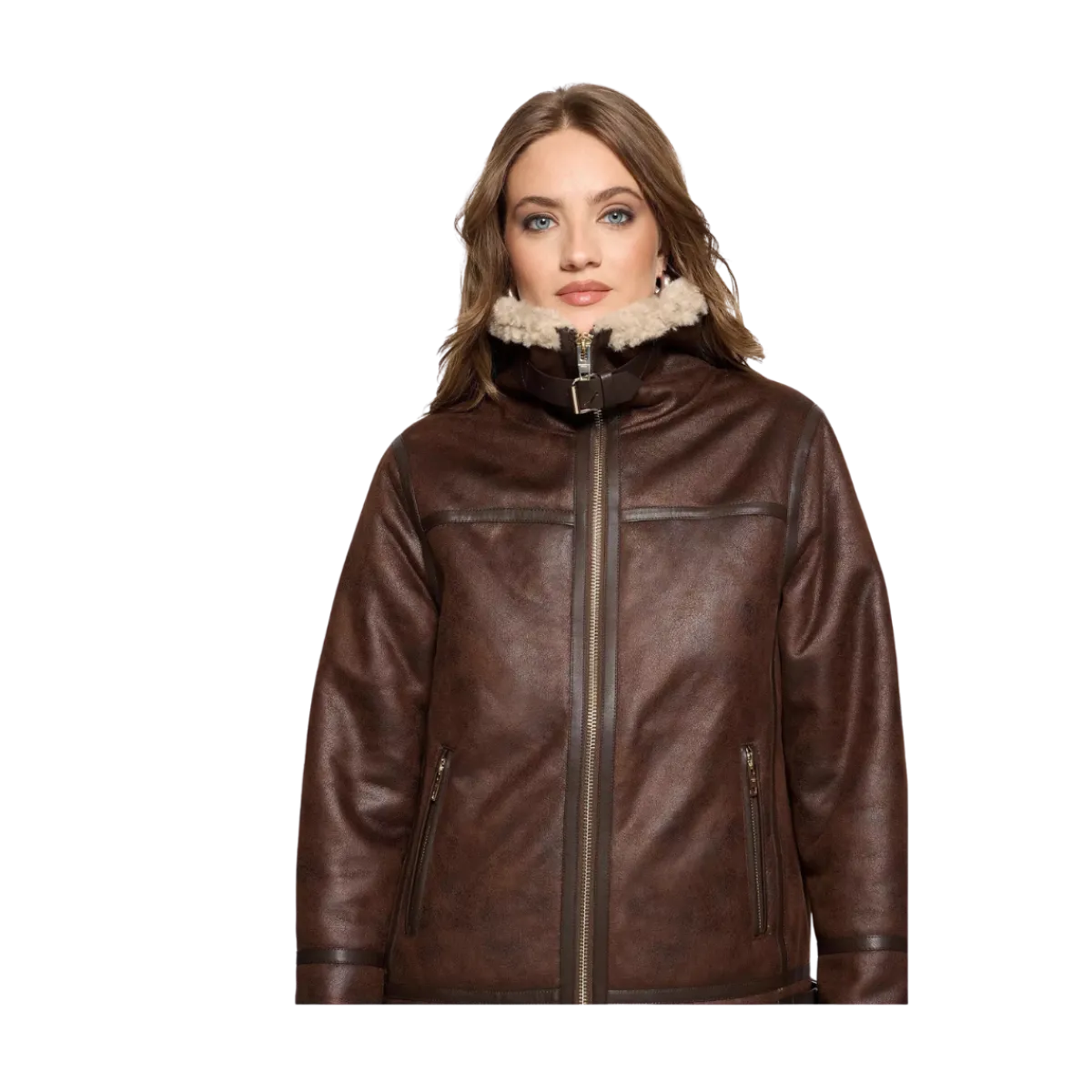 Hot RockandBlue Belle Aviator Jacket - 19970 Dark Brown/Beige
