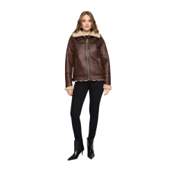 Hot RockandBlue Belle Aviator Jacket - 19970 Dark Brown/Beige