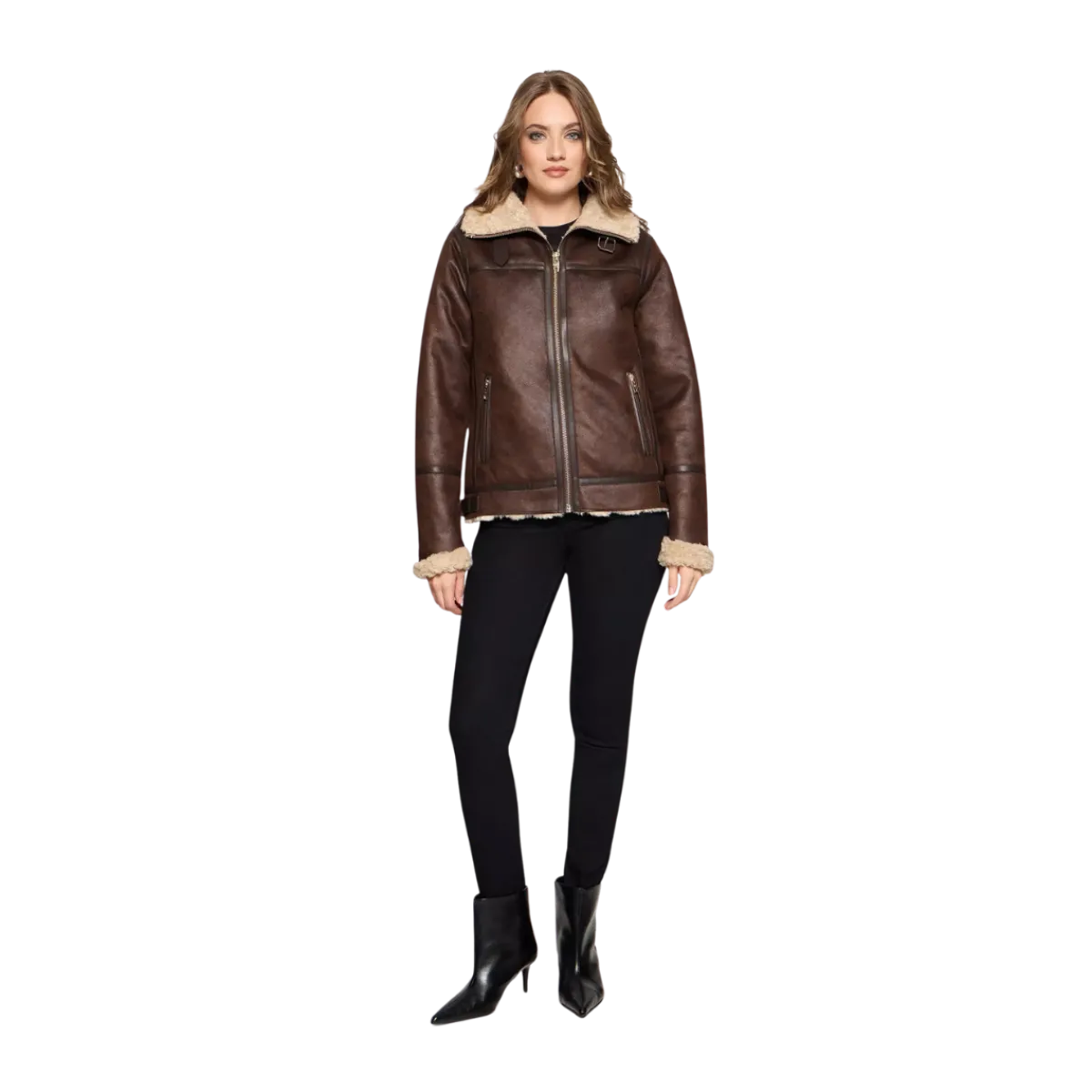 Hot RockandBlue Belle Aviator Jacket - 19970 Dark Brown/Beige
