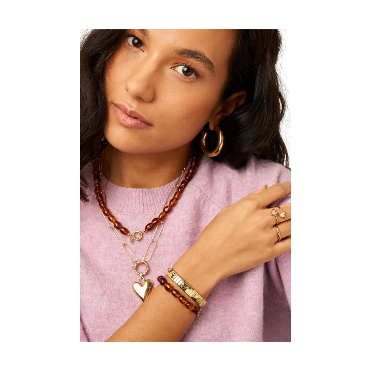 Discount My Jewellery Bracelet Beads Brown - Gold