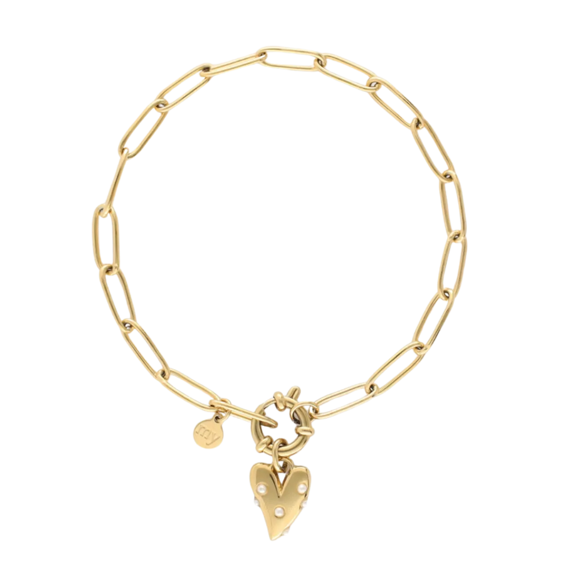 Hot My Jewellery Bracelet Pearls & Heart - Gold