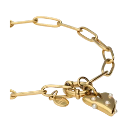 Hot My Jewellery Bracelet Pearls & Heart - Gold