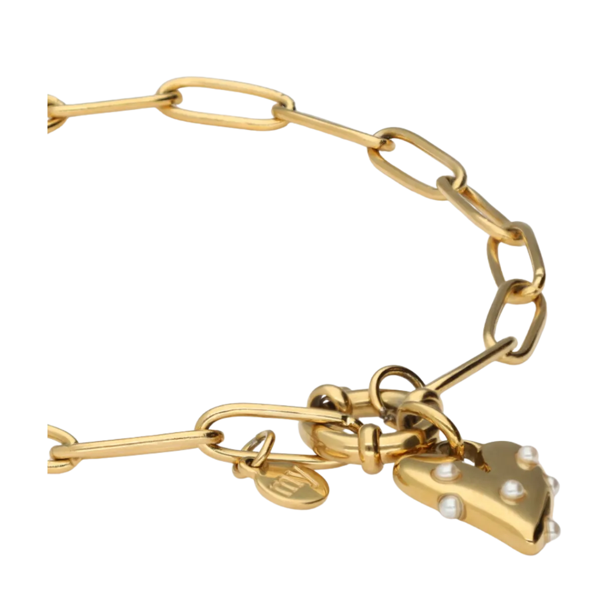 Hot My Jewellery Bracelet Pearls & Heart - Gold