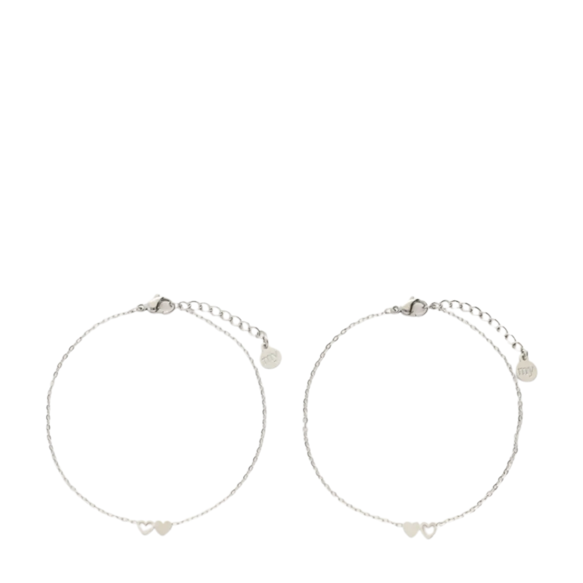 Best My Jewellery Bracelet set two hearts - Silver