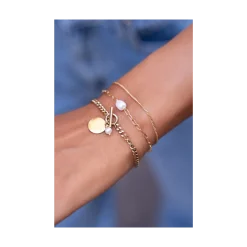 Sale My Jewellery Bracelet With Pearl Bead - Gold