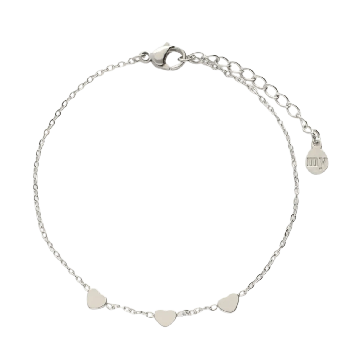 Online My Jewellery Bracelet With Three Hearts Graduation - Silver