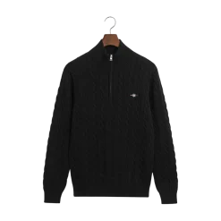 Gant Cable Knit Half-Zip Sweater - 5 Black
