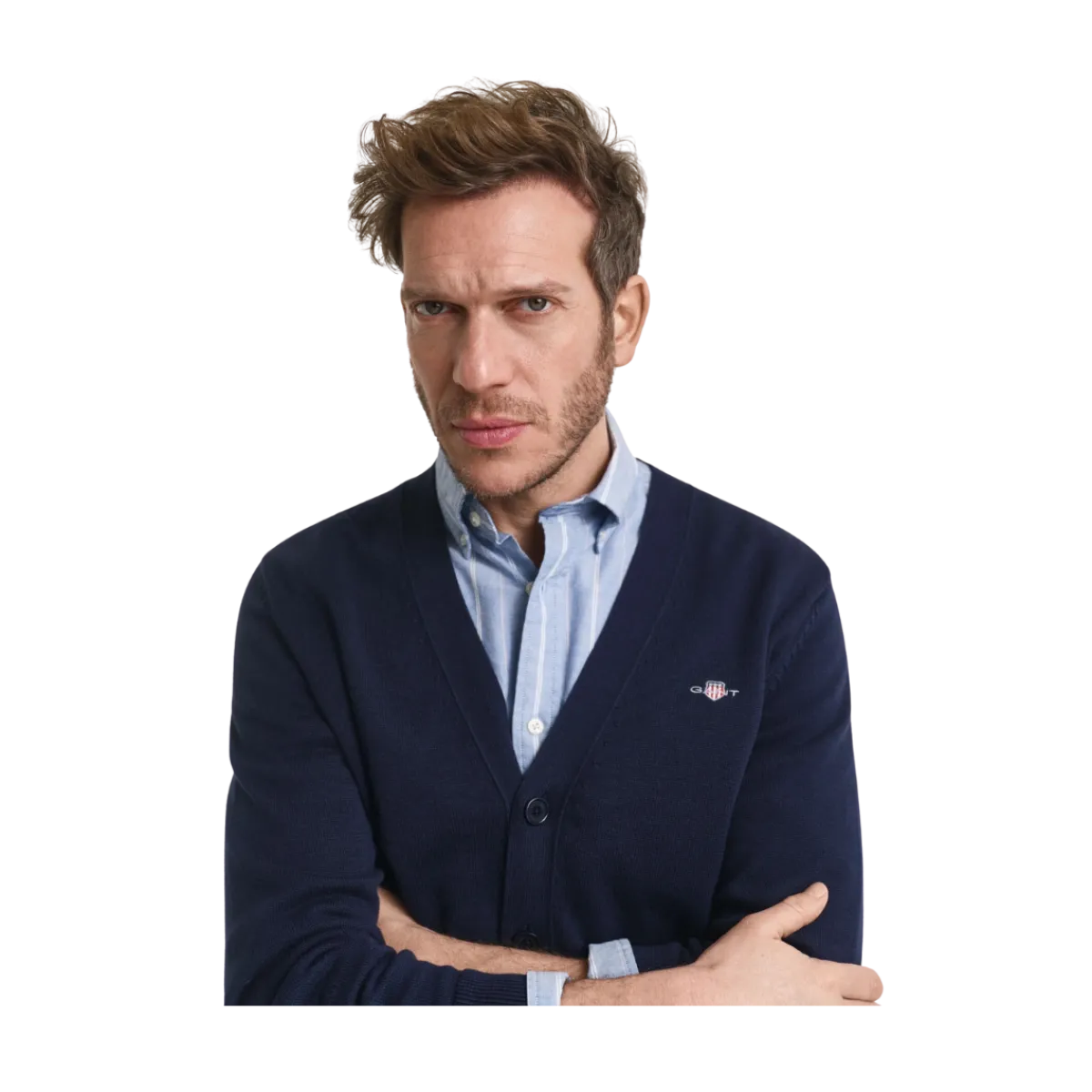 New Gant Casual Cotton Cardigan - 433 Evening Blue
