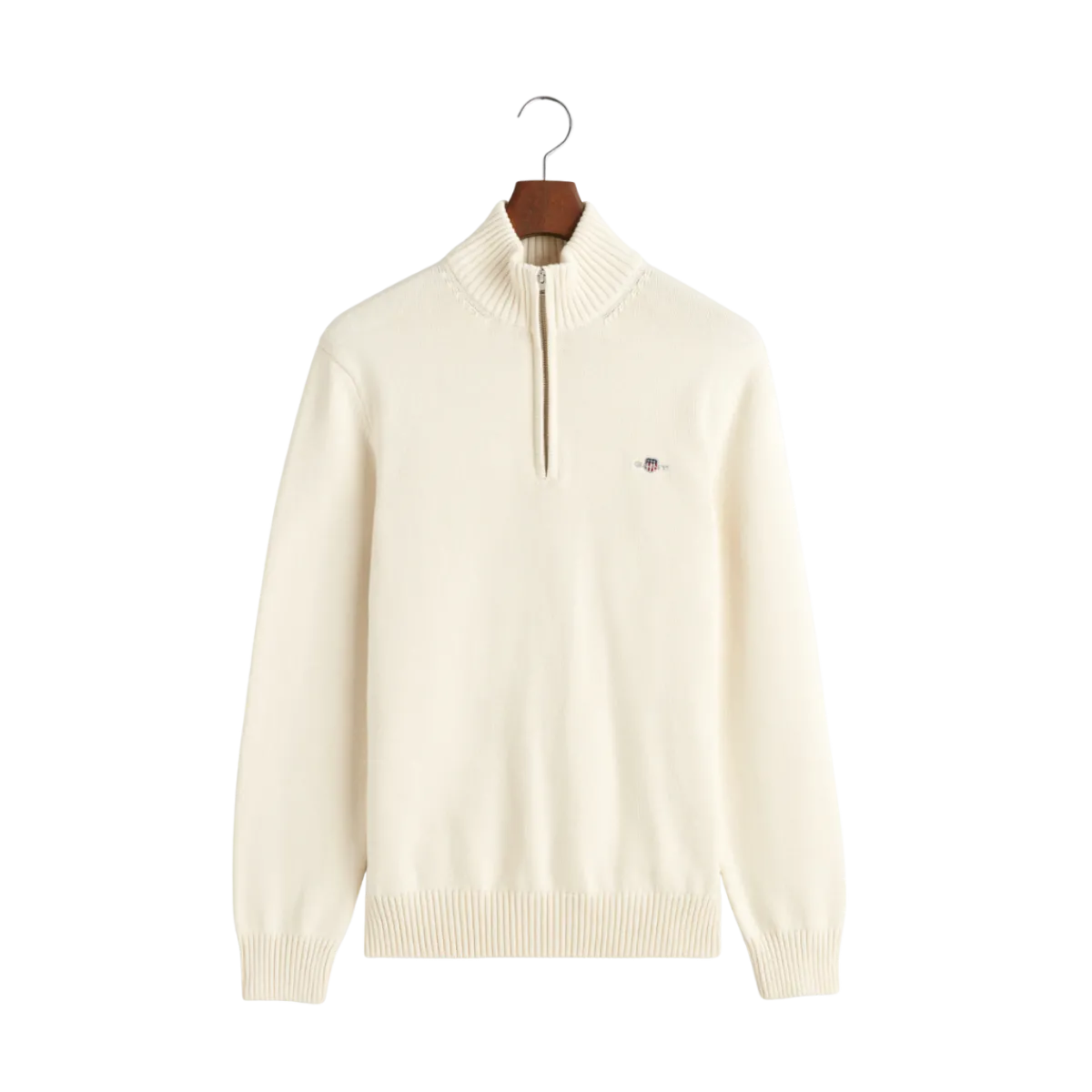 Sale Gant Casua Cotton Hafzip - Cream
