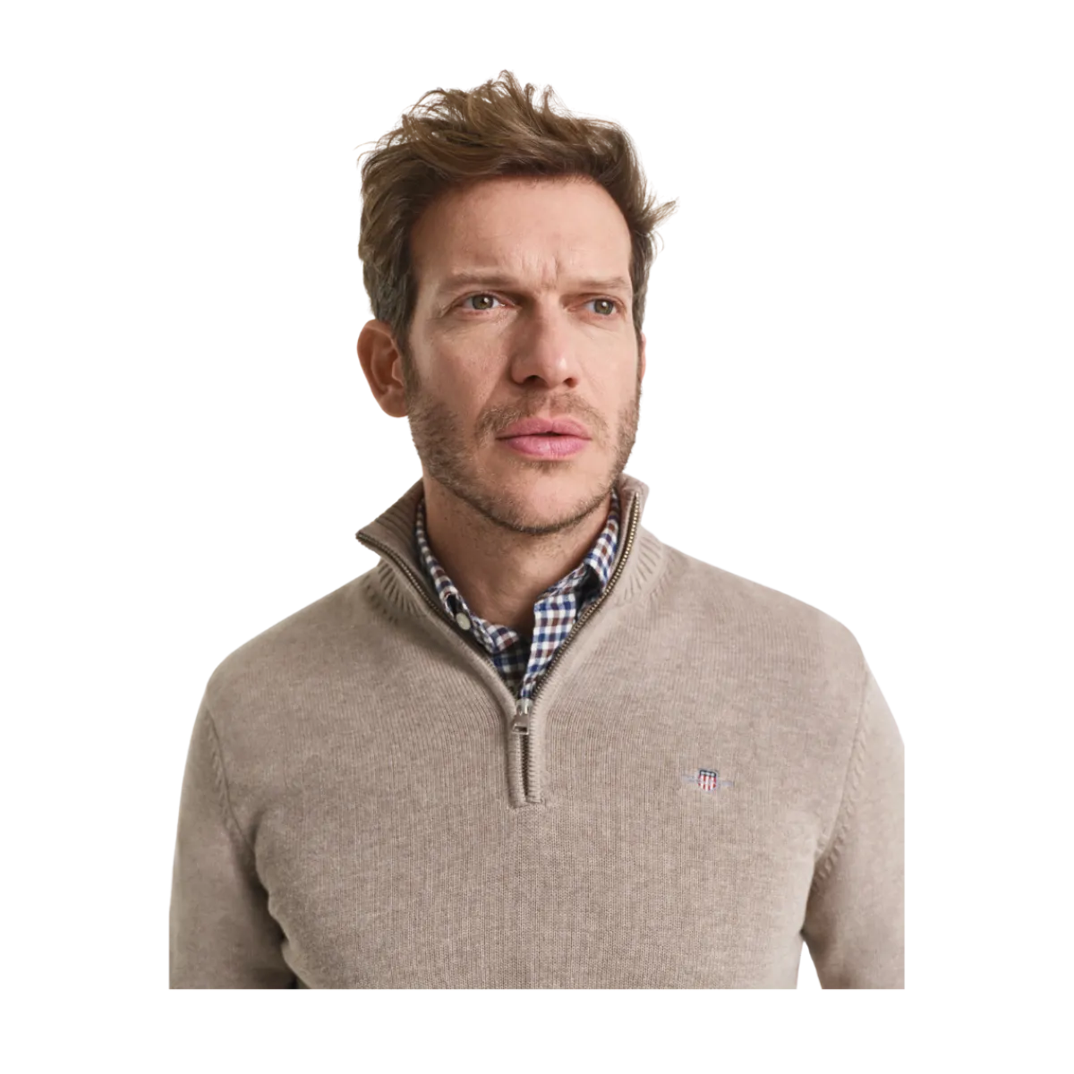 New Gant Caual Cotton Halfzip - DK. and Melange