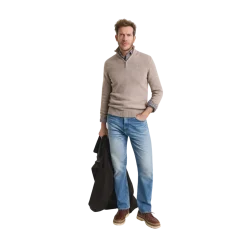 New Gant Caual Cotton Halfzip - DK. and Melange