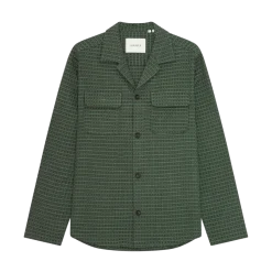 Clearance Les Deux Check Seersucker Overshirt - Pine Green