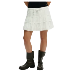 New Superdry Cheesecloth Tiered Mini Skirt - Off White
