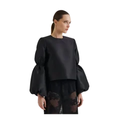 Clearance Malina Cia Double Pouf Sleeve Blouse - Black