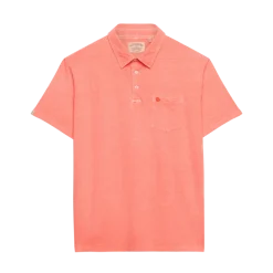 Sale Superdry Classic Cotton Linen Polo - Neon Coral