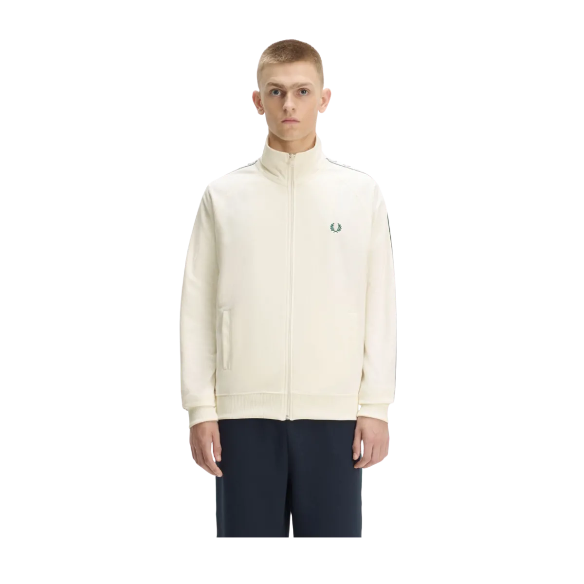 Clearance Fred Perry Contrat Tape Track Jacket - Ecru