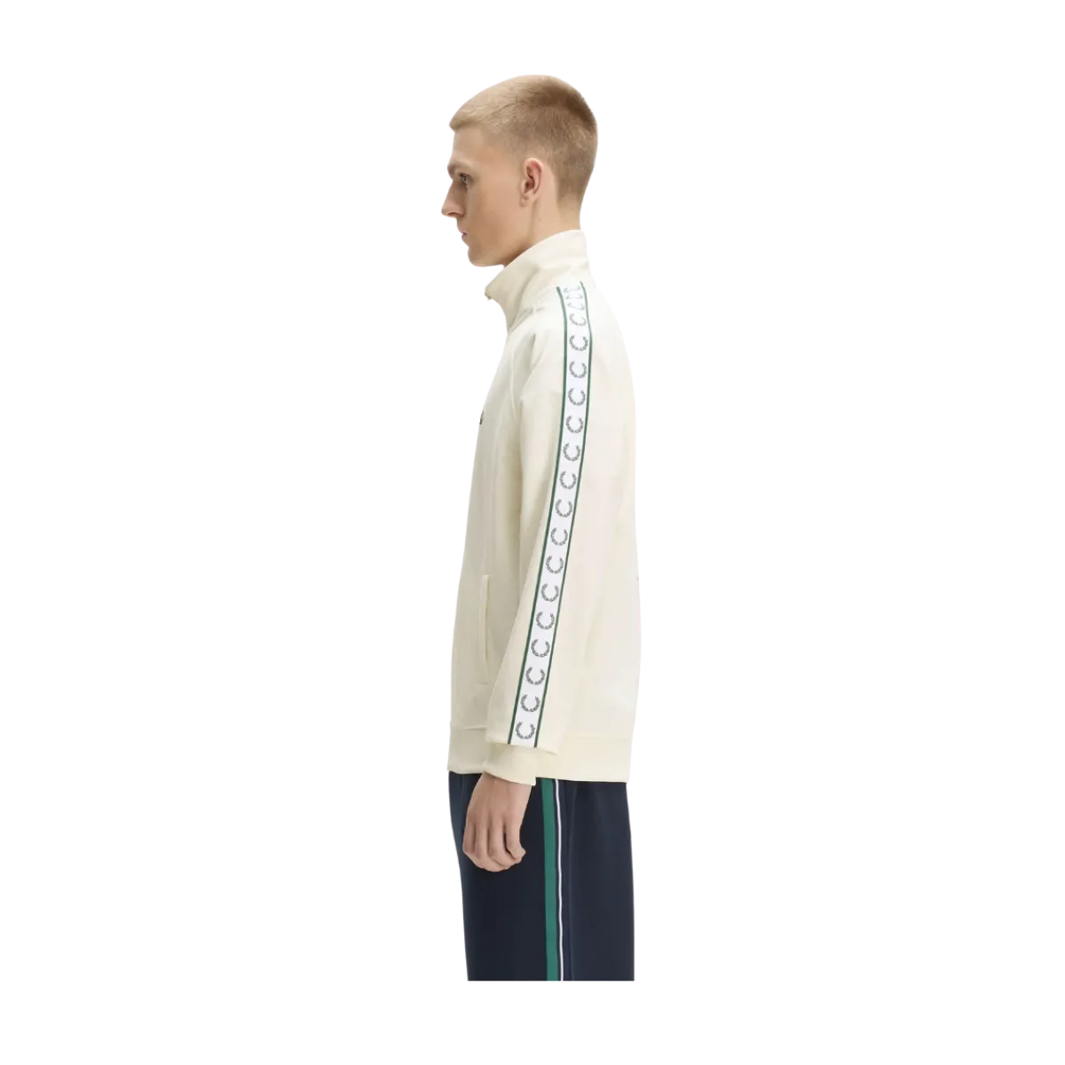 Clearance Fred Perry Contrat Tape Track Jacket - Ecru