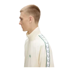 Clearance Fred Perry Contrat Tape Track Jacket - Ecru