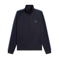 Clearance Fred Perry Contrat Tape Track Jacket - Navy