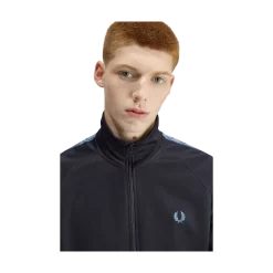 Clearance Fred Perry Contrat Tape Track Jacket - Navy