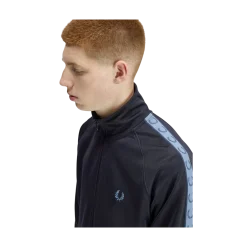 Clearance Fred Perry Contrat Tape Track Jacket - Navy