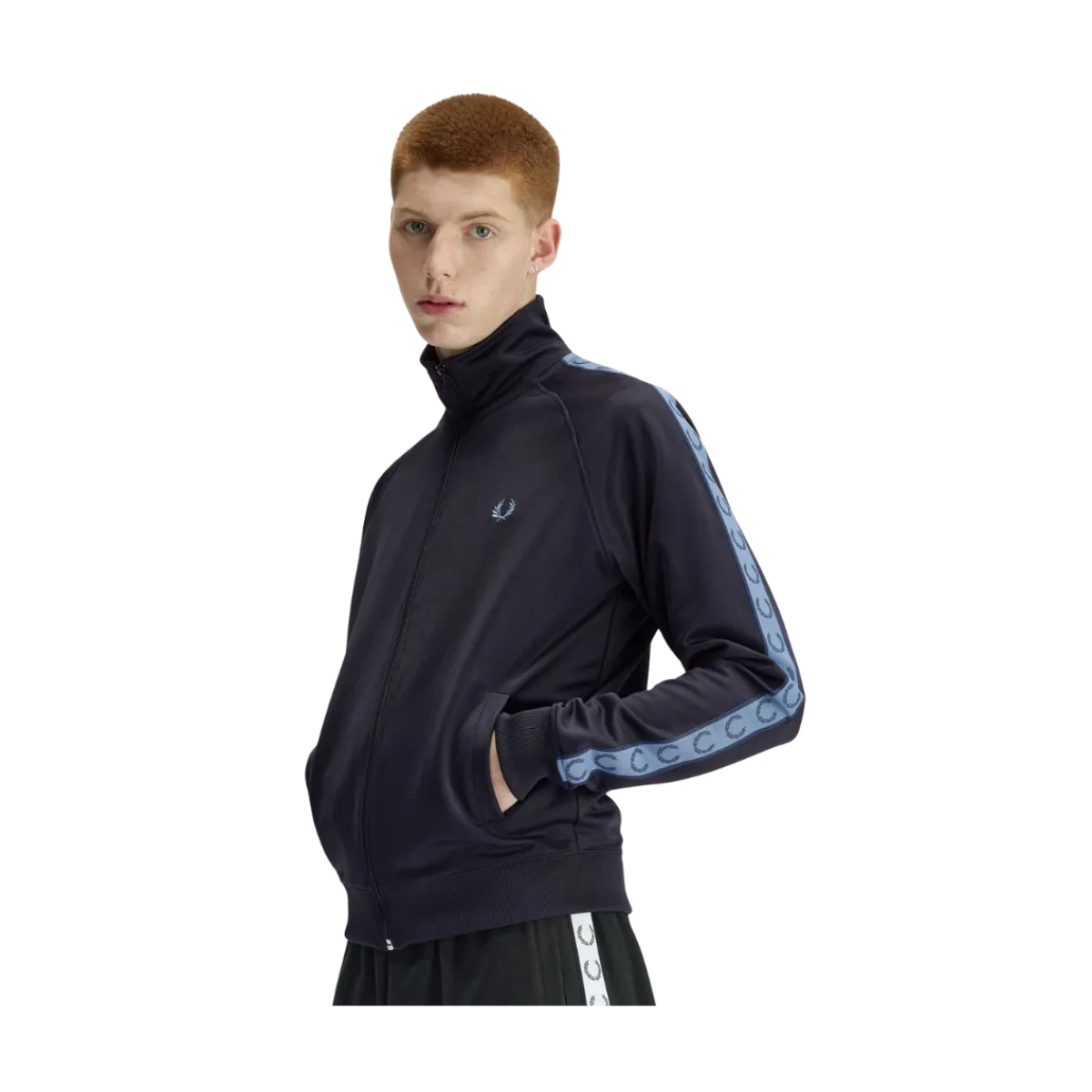Clearance Fred Perry Contrat Tape Track Jacket - Navy