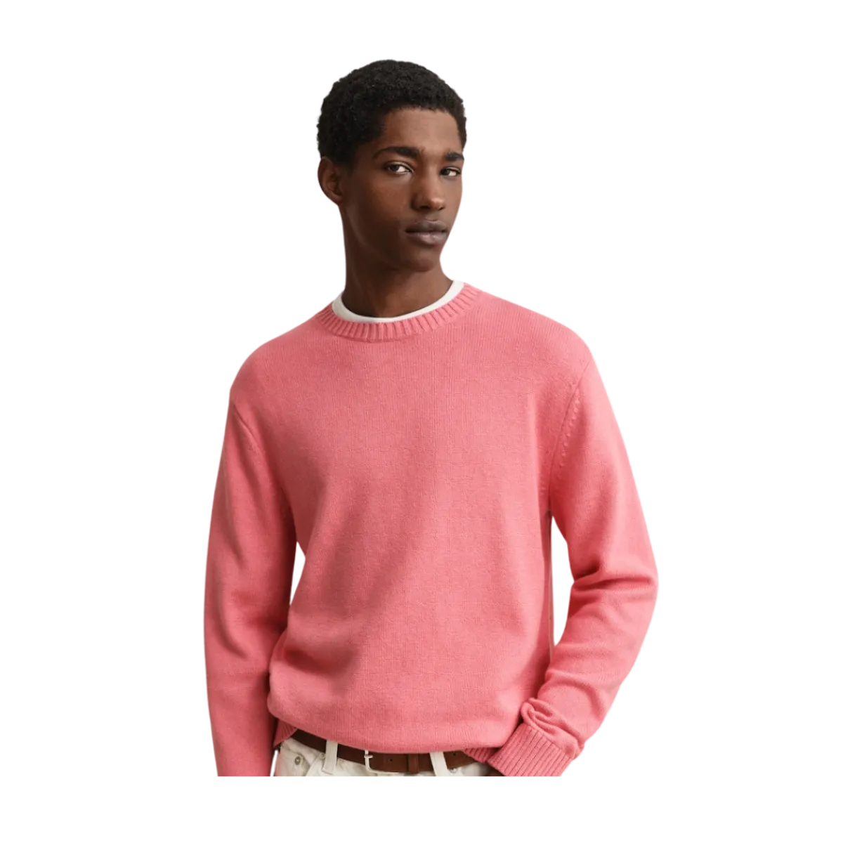 Discount Gant Cotton Blend C-Neck - Rose Pink