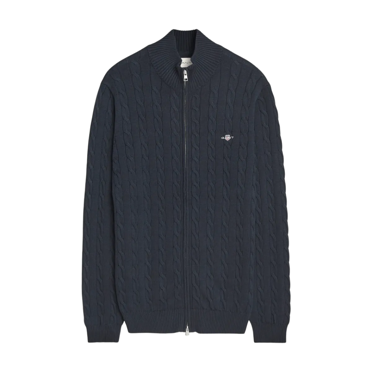 Sale Gant Cotton Cabe Zipped Cardigan - Evening Bue