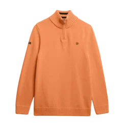 Sale Superdry Cotton Half Zip Knit - Washed Tangerine